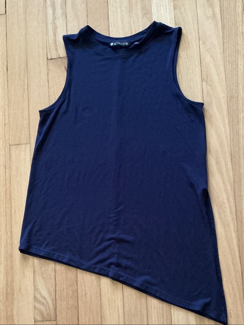 Athleta Navy cloud light asymmetrical tie tank top